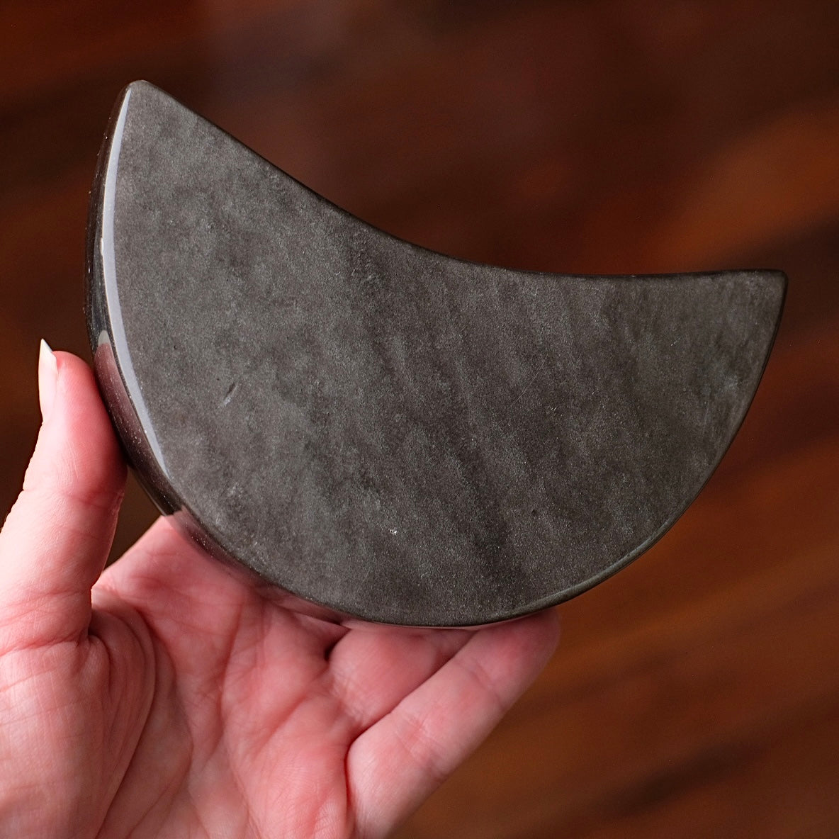 Silver Sheen Obsidian Moon Bowl | Crystal Dish