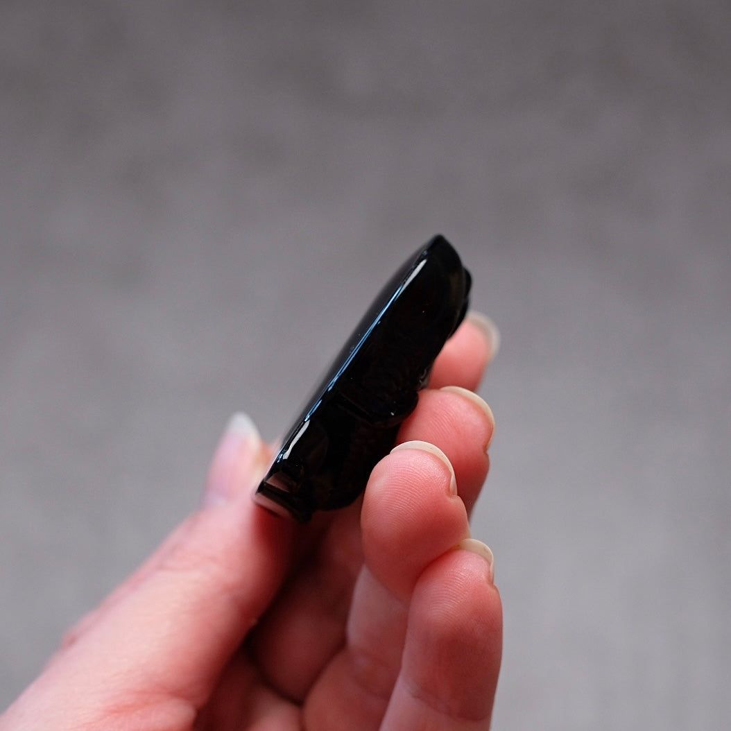 Black Obsidian Elephant Carving | Cute Crystal Carving