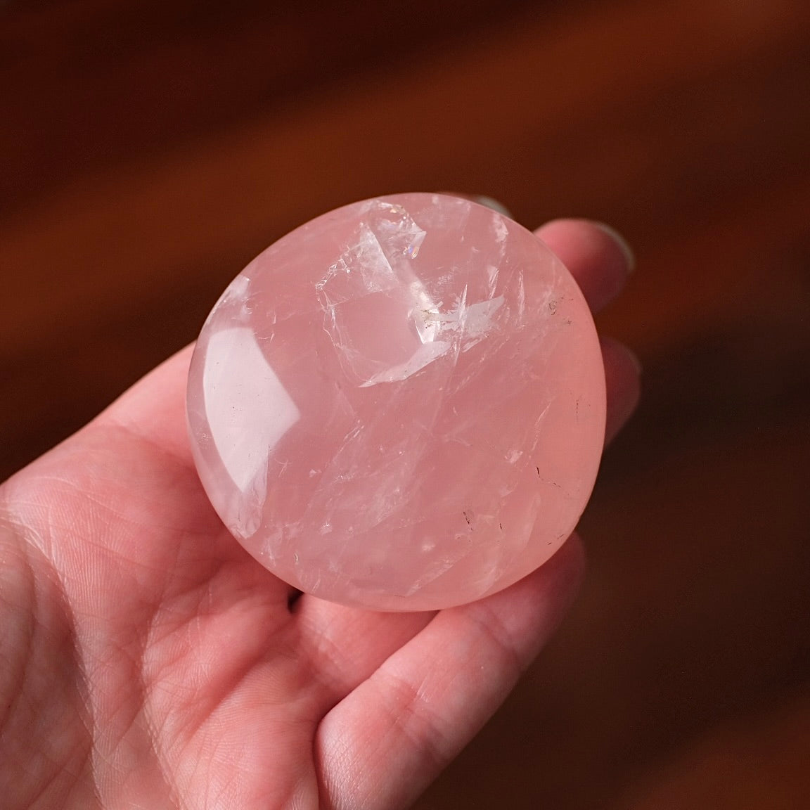 Gemmy Rose Quartz Palm | Rose Quartz Crystal Palmstone