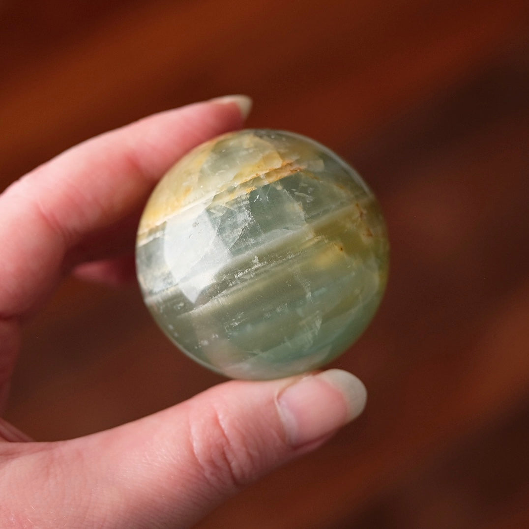 Lemurian Aquatine Calcite Sphere | Blue Onyx Crystal Sphere