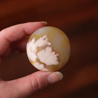 Flower Agate Palm | Cherry Blossom Agate Crystal Palm Stone
