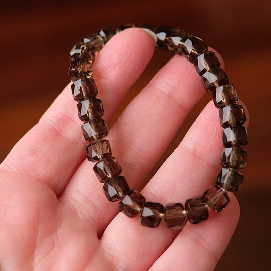 Faceted Smokey Quartz Bracelet | Quartz Crystal Bracelet