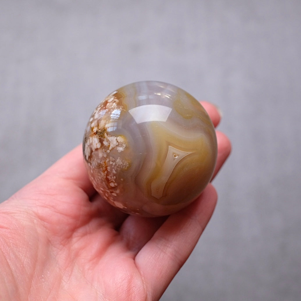 Flower Agate Sphere | Cherry Blossom Agate Crystal Sphere