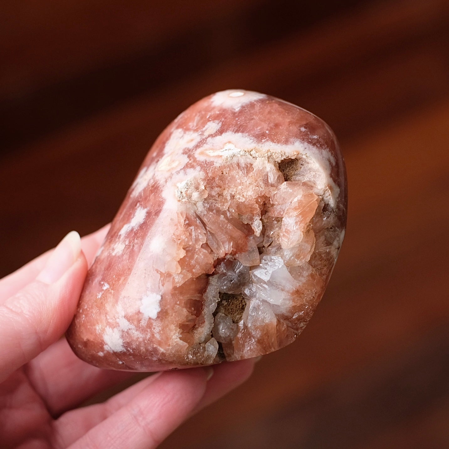 Raspberry Pink Amethyst Geode | Polished Pink Amethyst Crystal Specimen 9