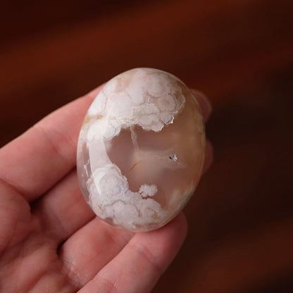 Flower Agate Palm | Cherry Blossom Agate Crystal Palm Stone
