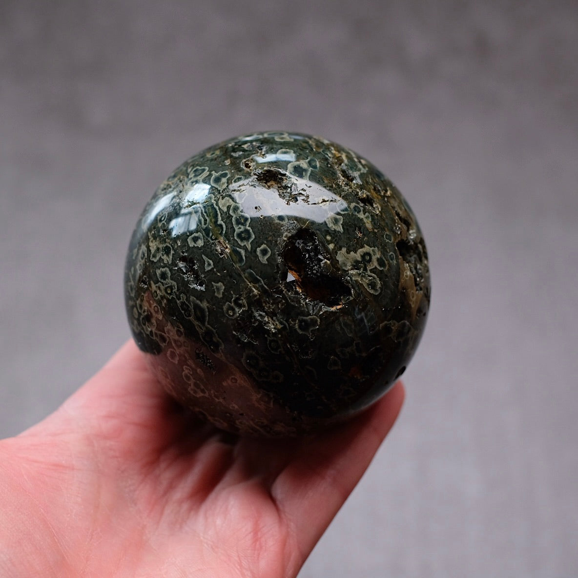 Druzy Ocean Jasper Sphere | Green Ocean Jasper Crystal Sphere