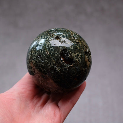 Druzy Ocean Jasper Sphere | Green Ocean Jasper Crystal Sphere