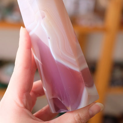Pink Jelly Agate Point | Pink Agate Crystal Tower