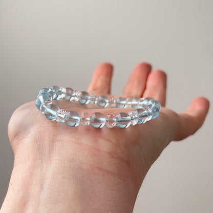 Blue Topaz & Quartz Bracelet | Rare Crystal Stretch Bracelet