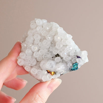 Quartz + Peacock Ore Cluster | Quartz Cluster with Bornite