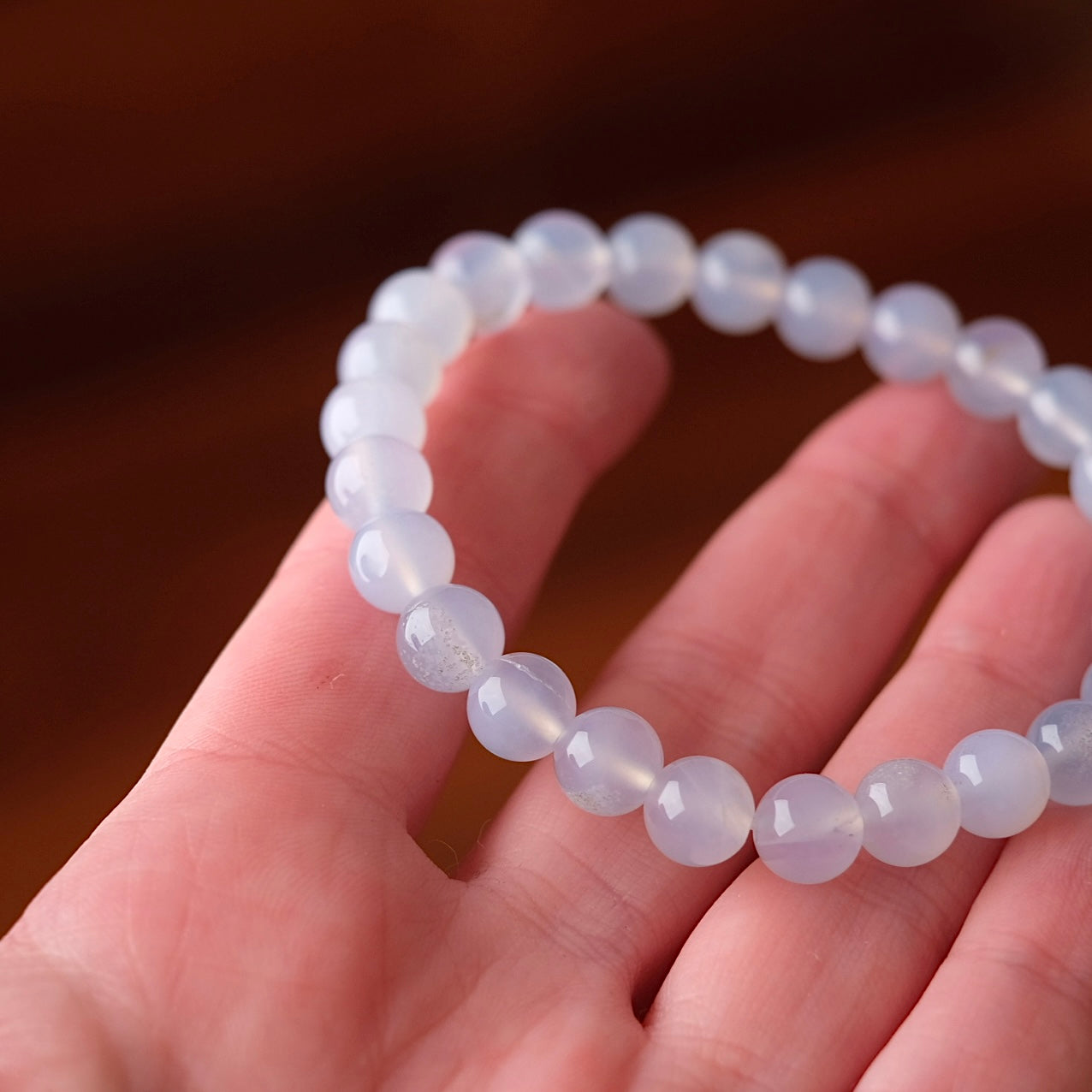 Blue Chalcedony Bracelet | Chalcedony Crystal Stretch Bracelet