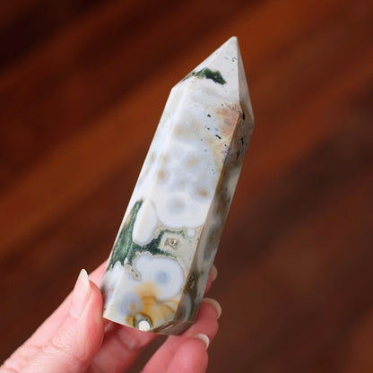 Ocean Jasper Crystal Tower | Orbicular Jasper Point