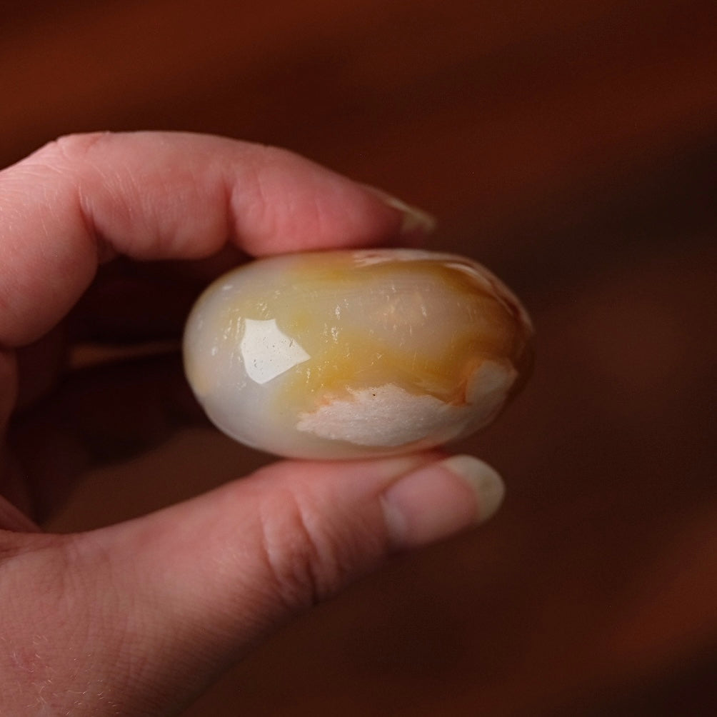 Flower Agate Palm | Cherry Blossom Agate Crystal Palm Stone