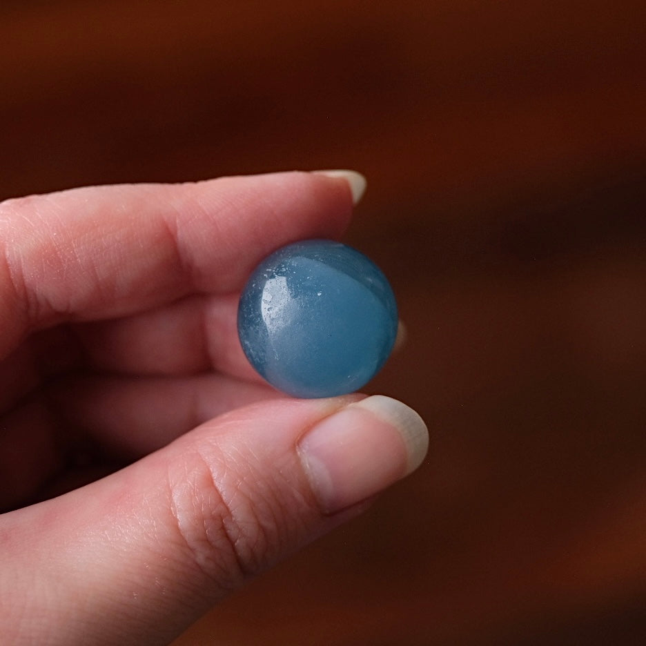 Lemurian Aquatine Calcite Sphere | Blue Onyx Crystal Sphere