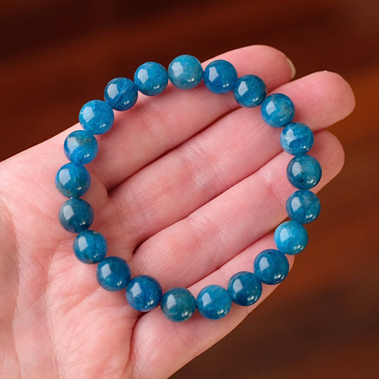 Blue Apatite Bracelet | Apatite Crystal Stretch Bracelet