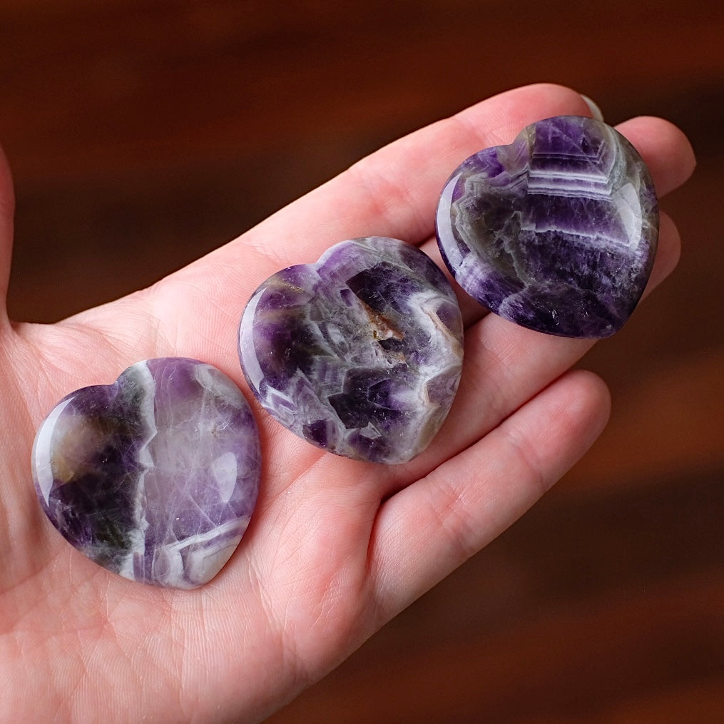 Amethyst Worry Stone | Heart Shaped Crystal Thumb Stone