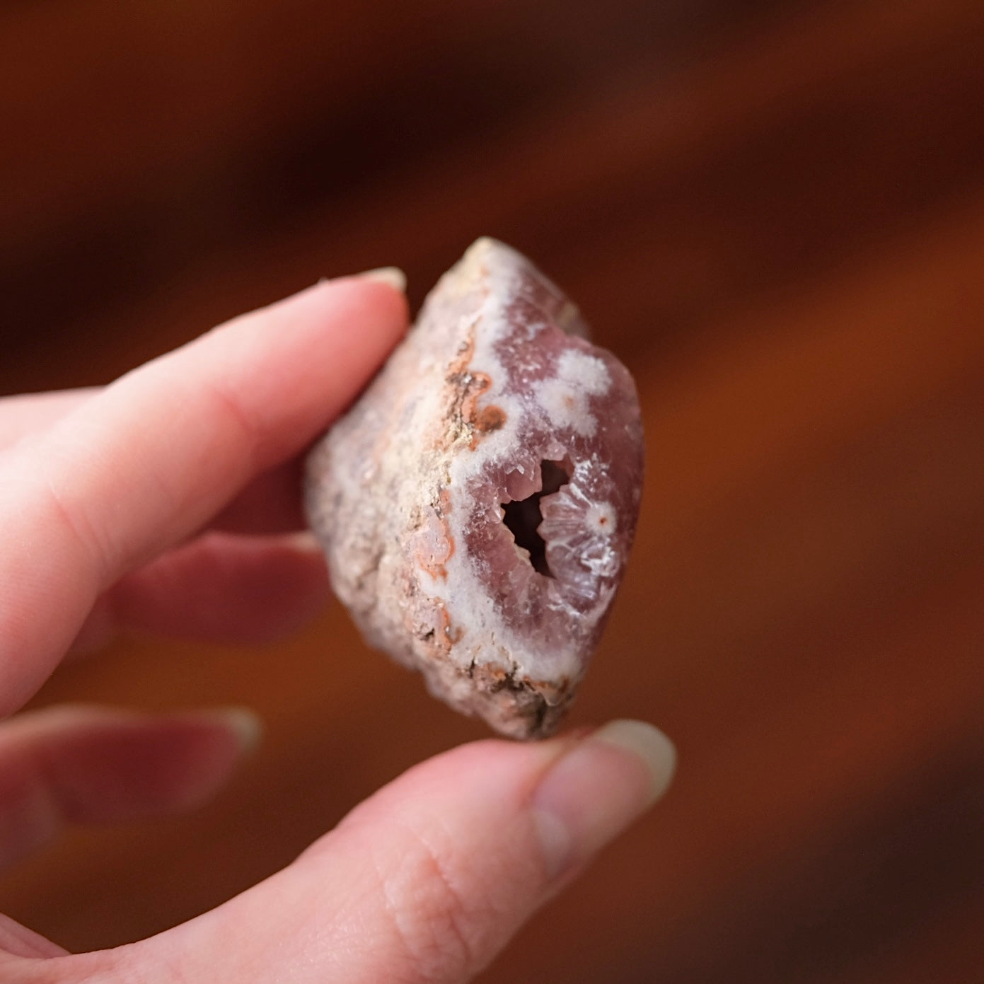 Raspberry Pink Amethyst Geode | Polished Pink Amethyst Crystal Specimen 12