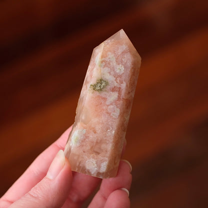 Pink Flower Agate Point | Cherry Blossom Agate Crystal Tower