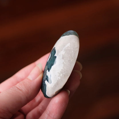 Druzy Moss Agate Palm Stone | Moss Agate Crystal Palmstone