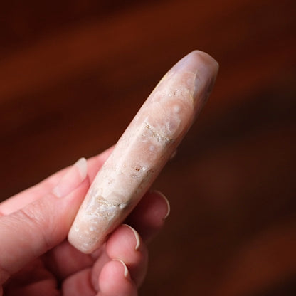 Pink Amethyst + Flower Agate Palm | Pink Amethyst Crystal Palm Stone