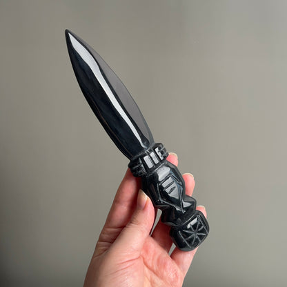 Black Obsidian Athame | Crystal Dagger | Witches Knife