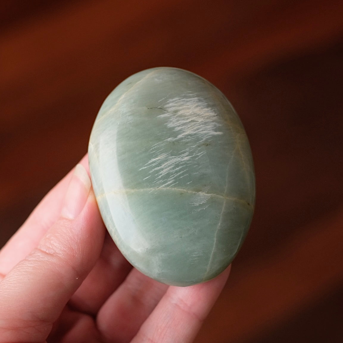 Garnierite Palm | Green Moonstone Crystal Palm Stone