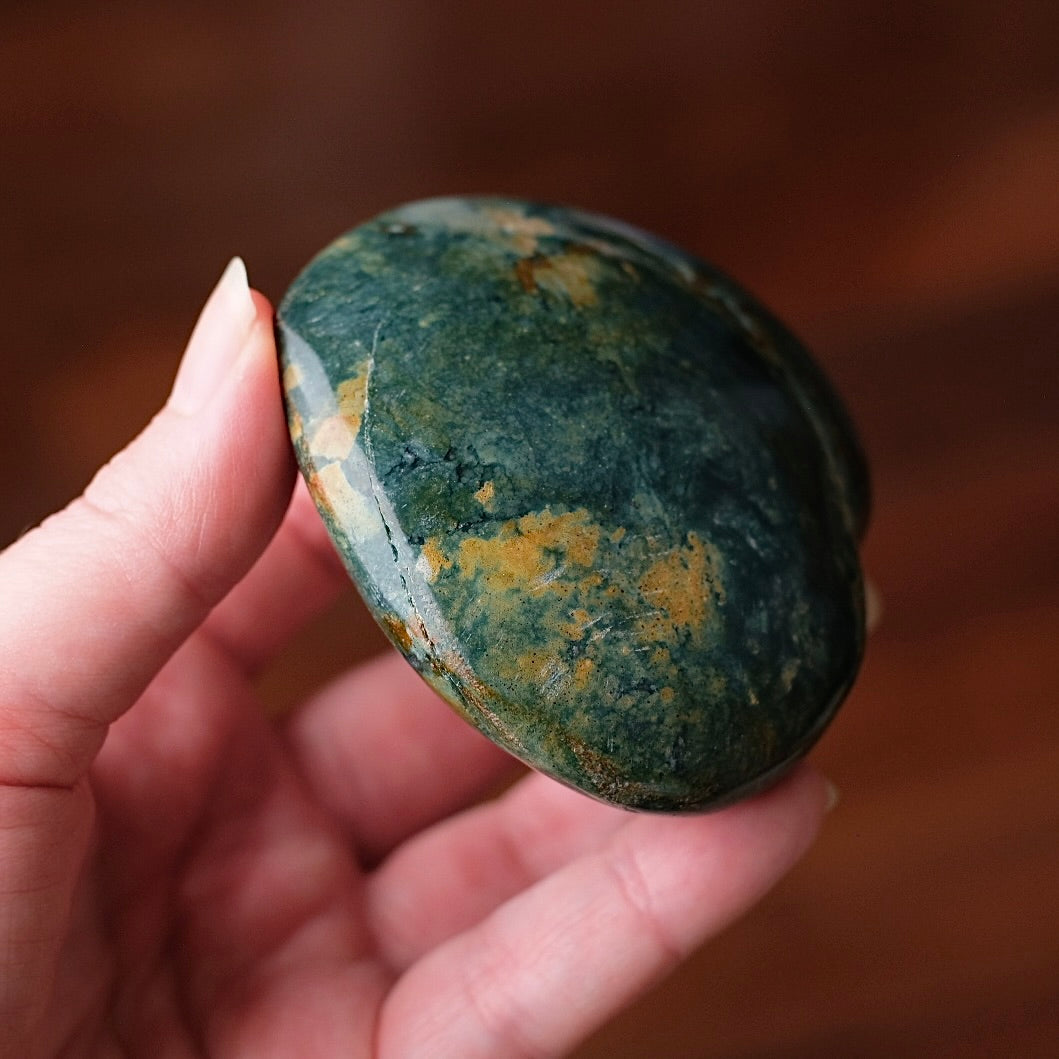 Sea Jasper Heart | Green Jasper Crystal Heart Carving