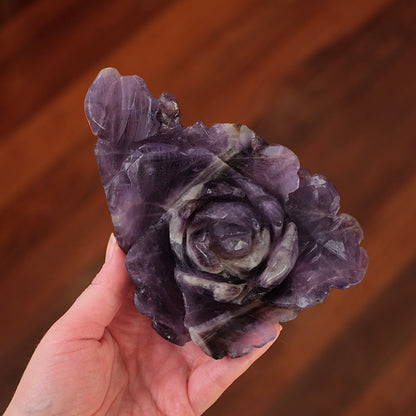 Amethyst Flower | Chevron Amethyst Crystal Rose Carving