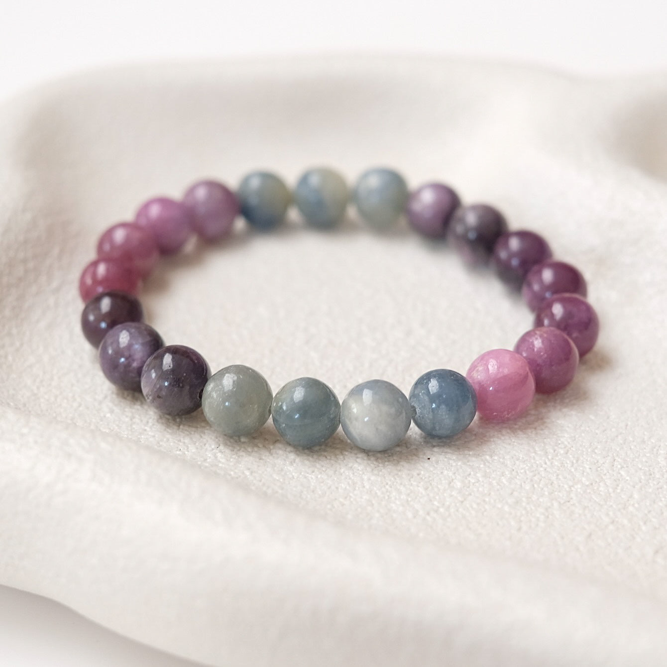 Ruby & Sapphire Bracelet | OOAK Ruby Crystal Stretch Bracelet
