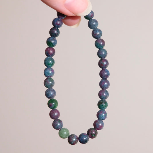 Ruby in Kyanite & Fuchsite Bracelet | Crystal Stretch Bracelet