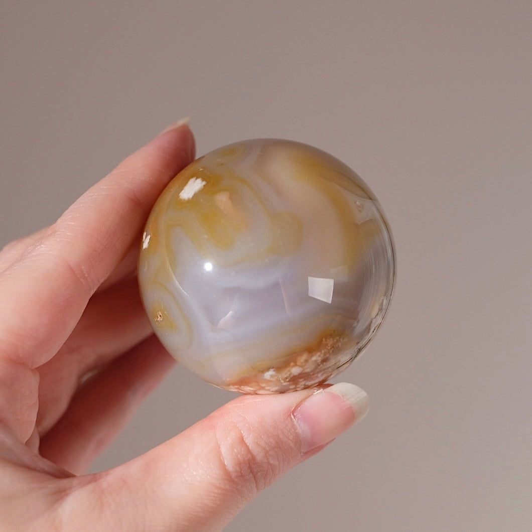 Flower Agate Sphere | Cherry Blossom Agate Crystal Sphere