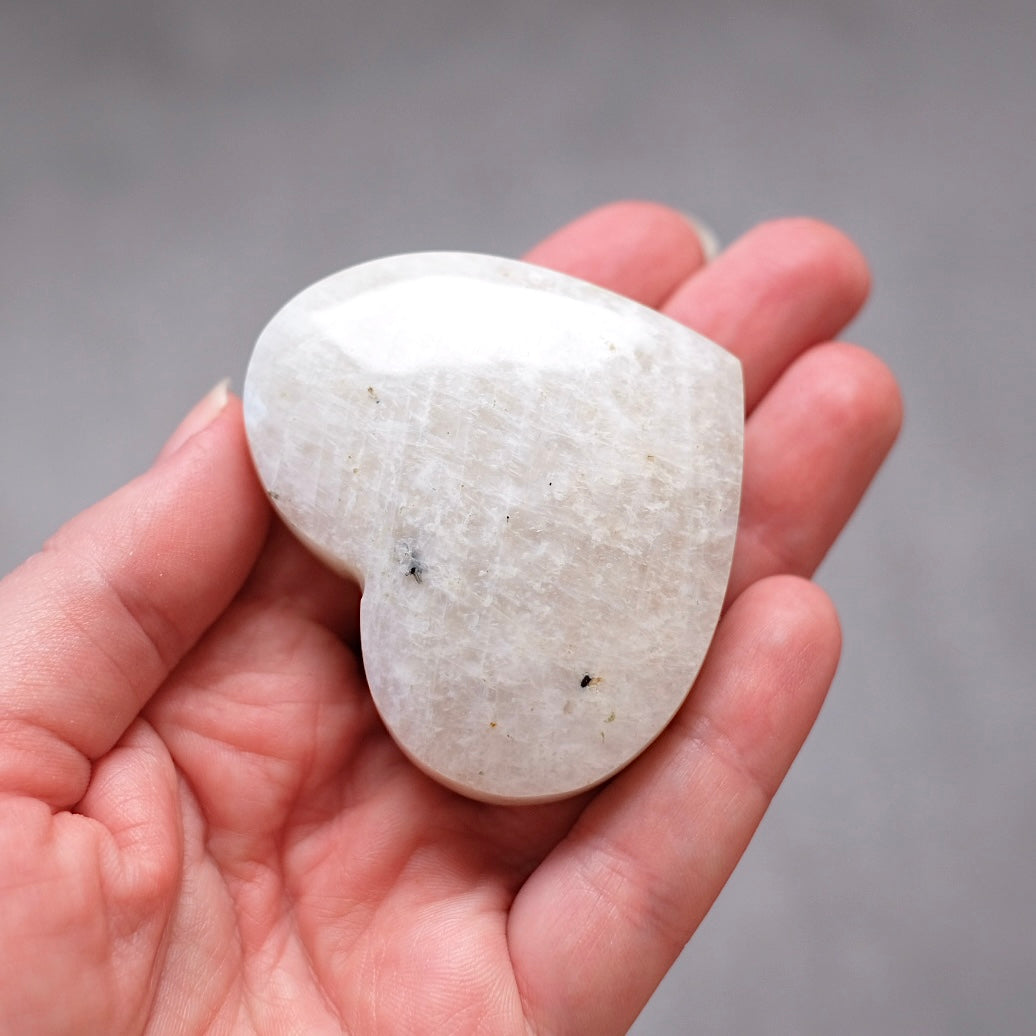 Flashy Moonstone Heart | Crystal Heart Carving