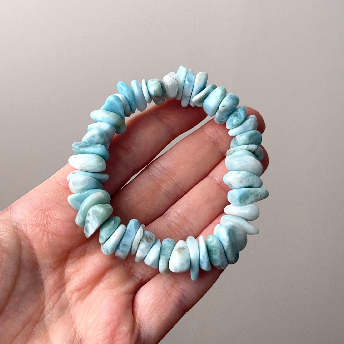 Chunky Larimar Bracelet | Crystal Stretch Bracelet