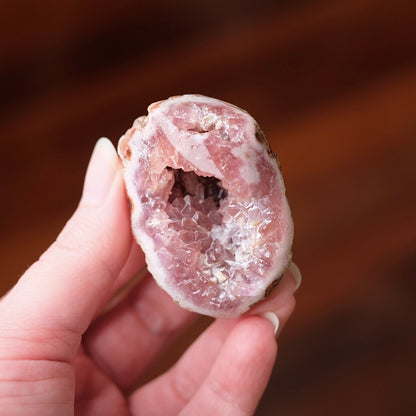 Raspberry Pink Amethyst Geode | Polished Pink Amethyst Crystal Specimen 12