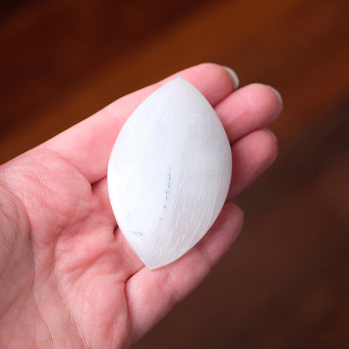 Flashy Satin Spar Palm | Selenite Palmstone