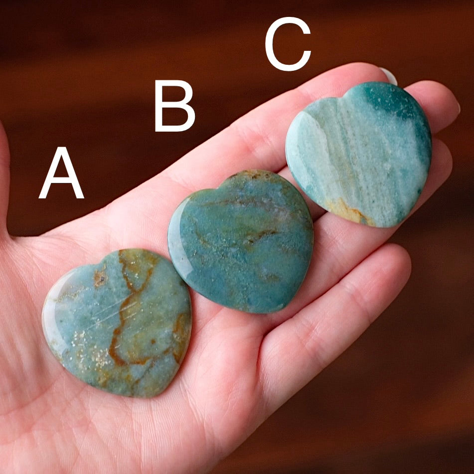 Sea Jasper Worry Stone | Heart Shaped Crystal Thumb Stone