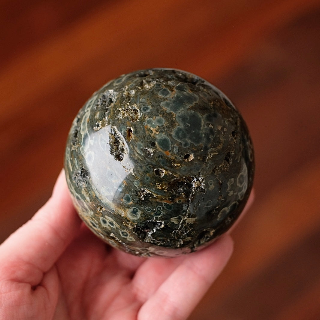 Druzy Ocean Jasper Sphere | Green Ocean Jasper Crystal Sphere