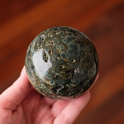 Druzy Ocean Jasper Sphere | Green Ocean Jasper Crystal Sphere