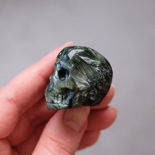 Seraphinite Crystal Skull | Rare Skull Carving