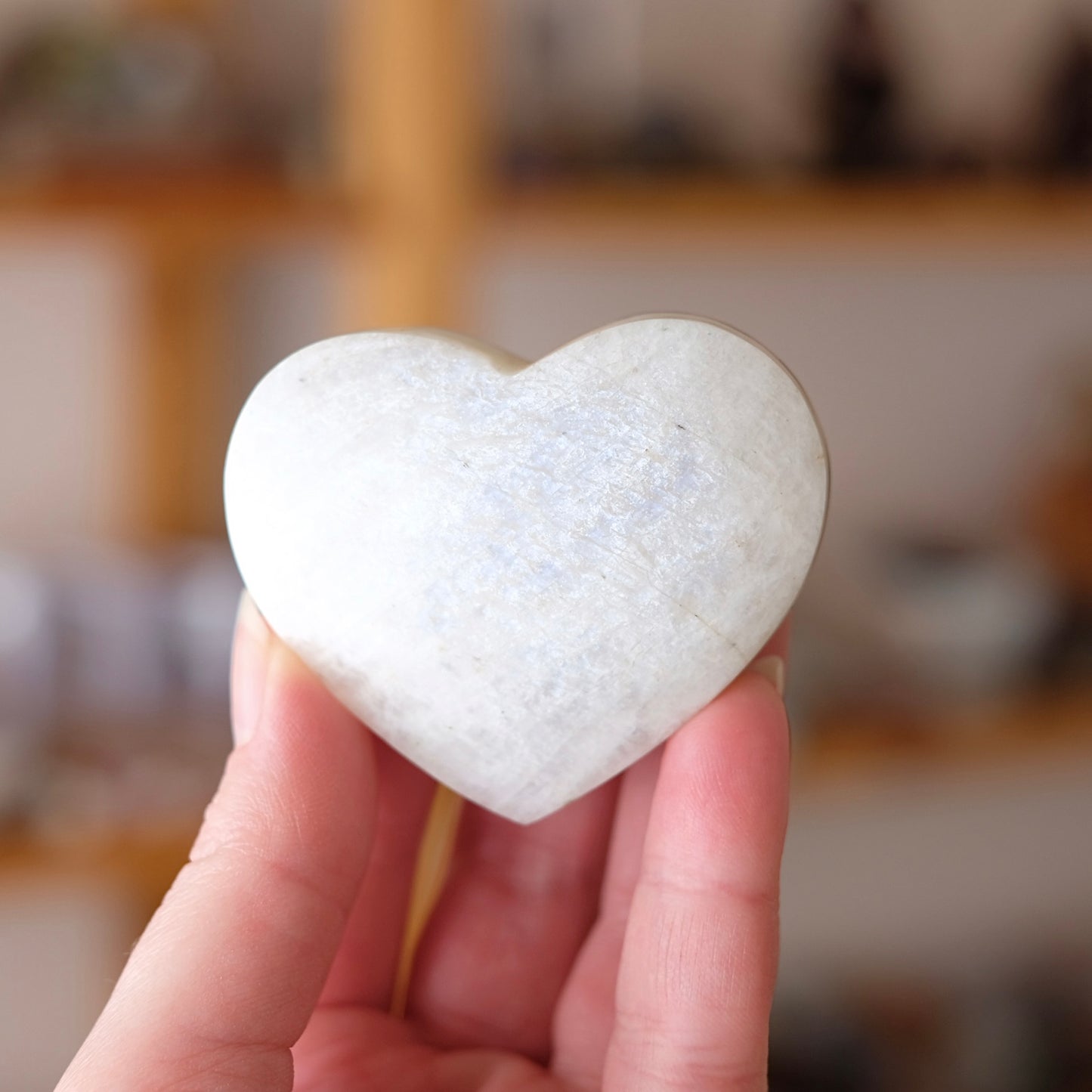 Flashy Moonstone Heart | Crystal Heart Carving
