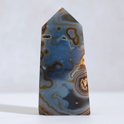 Druzy Agate Tower | Blue Carnelian Geode Crystal Point