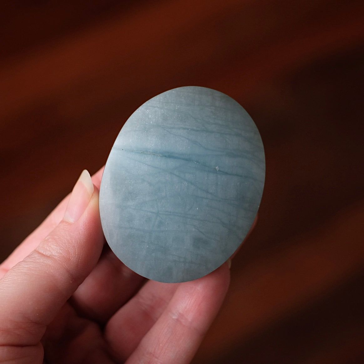 Aquamarine Palm | Blue Aquamarine Crystal Palmstone