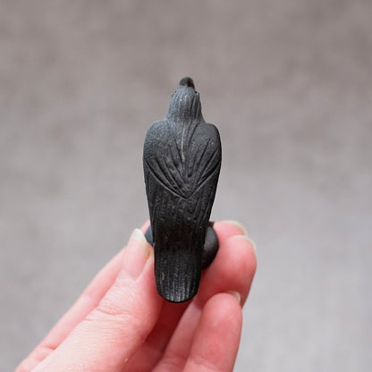 Black Obsidian Raven Carving | Crystal Crow Halloween Crystal