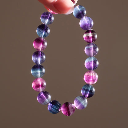 High Grade Rainbow Fluorite Bracelet | Crystal Stretch Bracelet