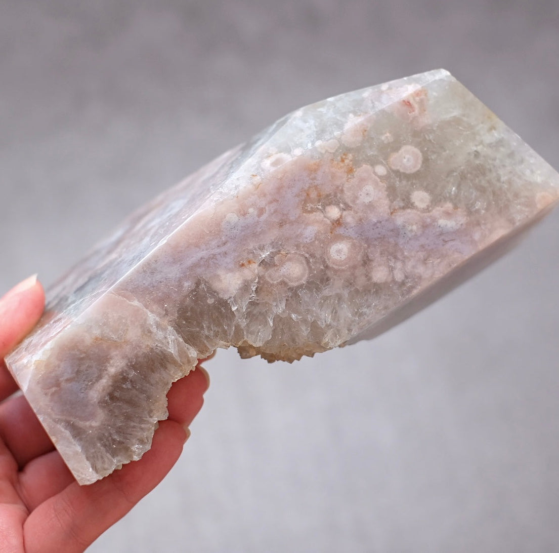 Green Quartz + Pink Amethyst Freeform | Prasiolite Flower Agate Crystal Display