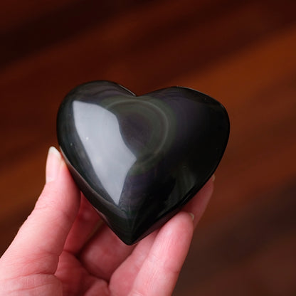 Rainbow Obsidian Heart | Obsidian Crystal Heart Carving