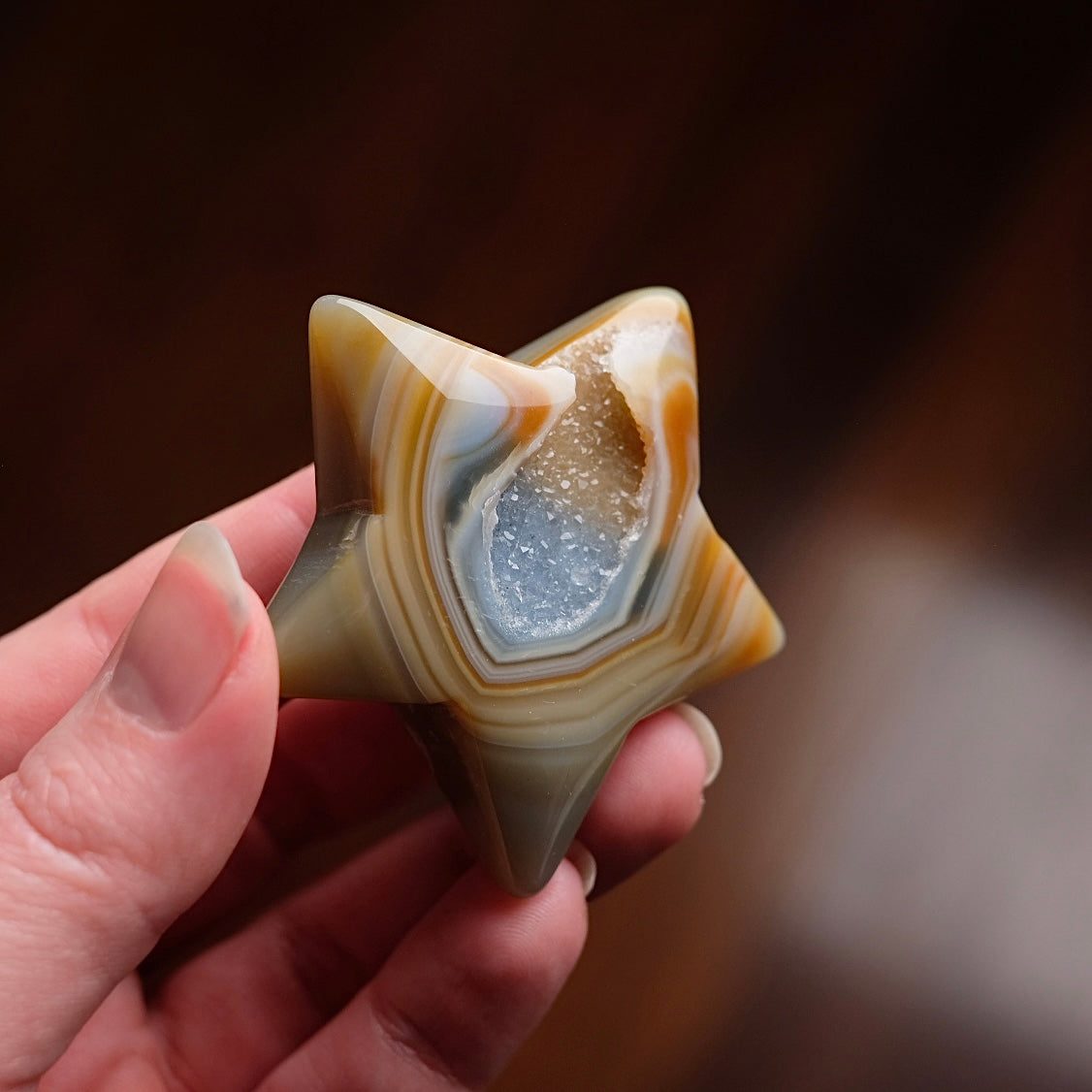 Druzy Agate Star | Geode Agate Crystal Star Carving