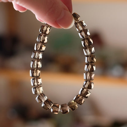 Faceted Smokey Quartz Bracelet | Quartz Crystal Bracelet