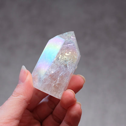 Aura Fire & Ice Quartz Point | Crackle Quartz Crystal Point