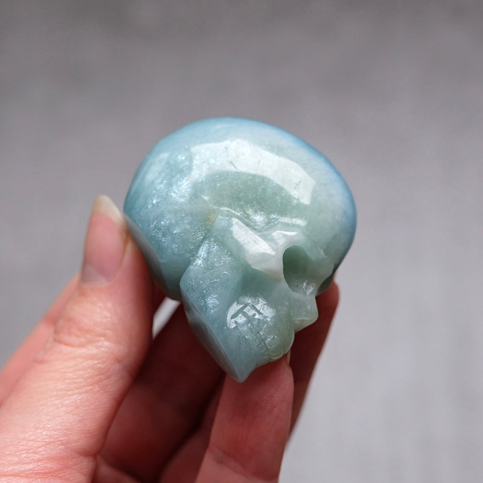 Rare Aquamarine Skull | Blue Aquamarine Crystal Skull